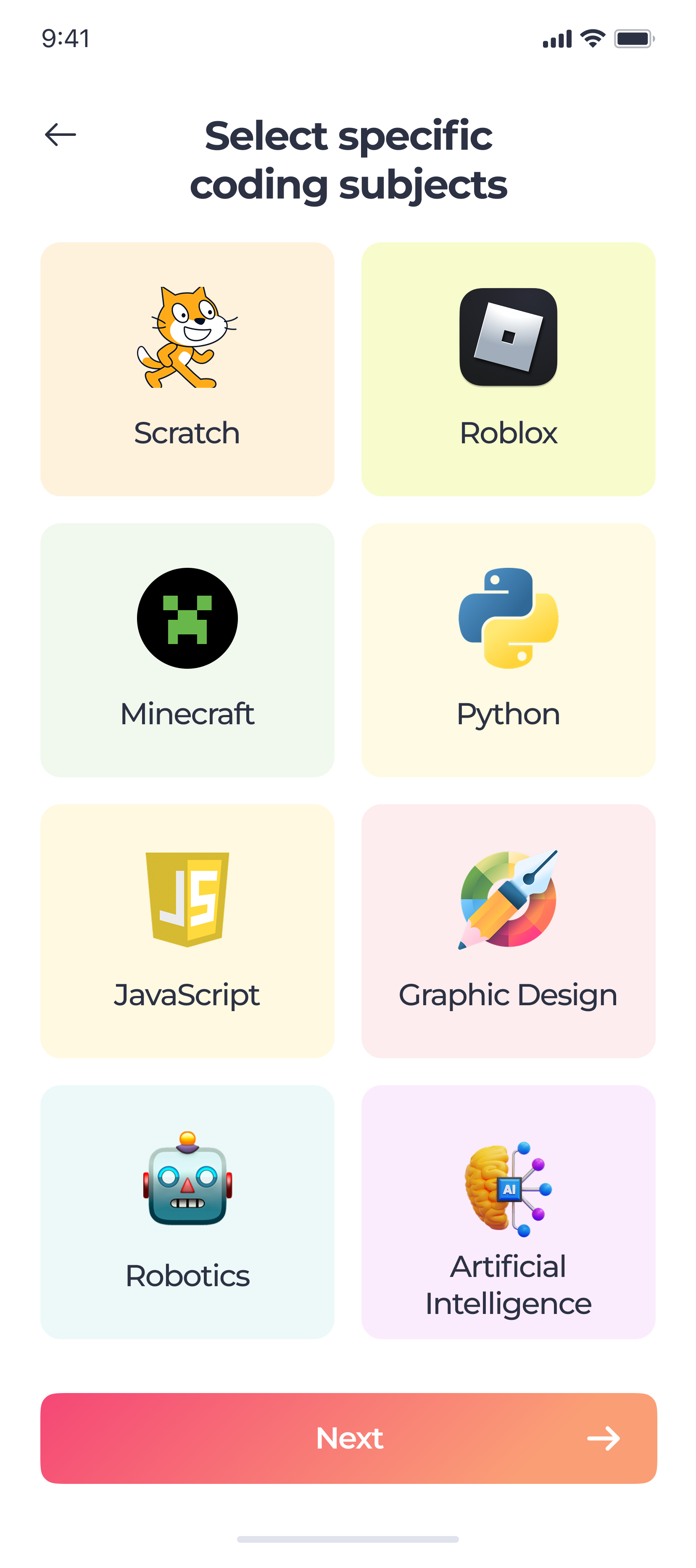 Select Specific Subjects